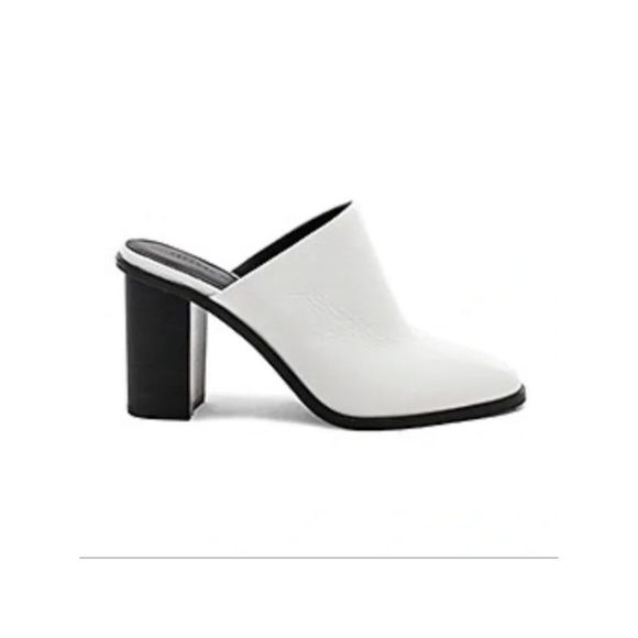 REBECCA MINKOFF Womens White Gavra Slip On Leather Heeled Mules Shoes 8 M - Picture 3 of 3